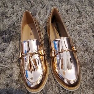 Rose gold oxford flats